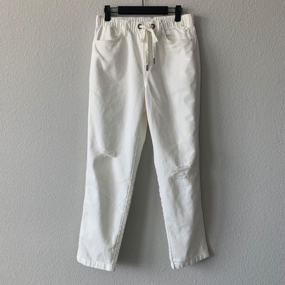 Aerie White Easy Denim Drawstring Pant